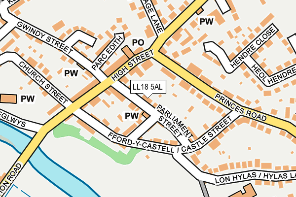 LL18 5AL map - OS OpenMap – Local (Ordnance Survey)
