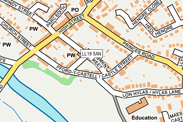 LL18 5AN map - OS OpenMap – Local (Ordnance Survey)