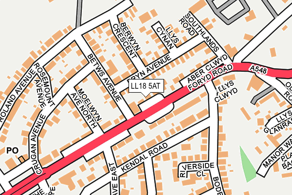 LL18 5AT map - OS OpenMap – Local (Ordnance Survey)