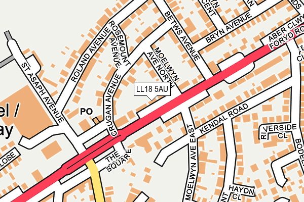 LL18 5AU map - OS OpenMap – Local (Ordnance Survey)