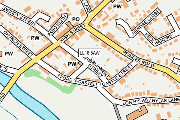 LL18 5AW map - OS OpenMap – Local (Ordnance Survey)