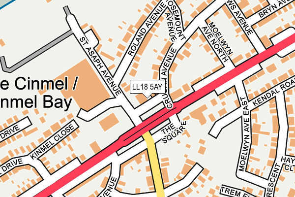 LL18 5AY map - OS OpenMap – Local (Ordnance Survey)