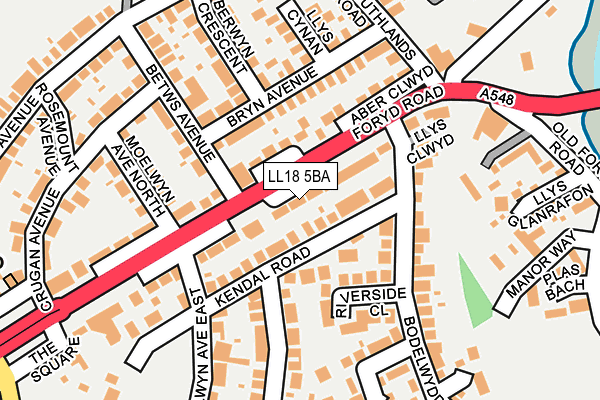 LL18 5BA map - OS OpenMap – Local (Ordnance Survey)