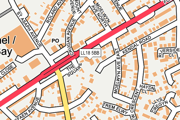 LL18 5BB map - OS OpenMap – Local (Ordnance Survey)