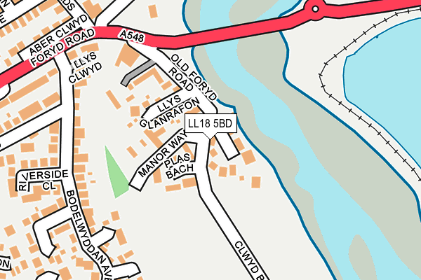 LL18 5BD map - OS OpenMap – Local (Ordnance Survey)