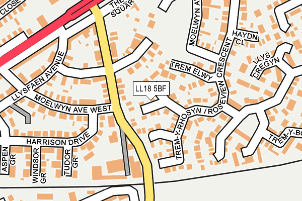 LL18 5BF map - OS OpenMap – Local (Ordnance Survey)