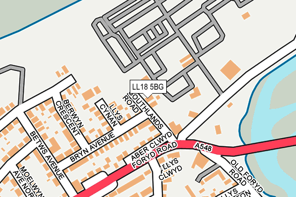 LL18 5BG map - OS OpenMap – Local (Ordnance Survey)