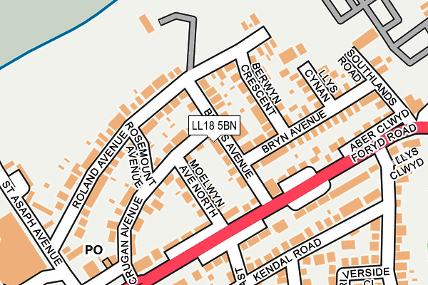 LL18 5BN map - OS OpenMap – Local (Ordnance Survey)