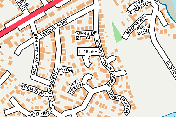 LL18 5BP map - OS OpenMap – Local (Ordnance Survey)