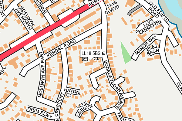 LL18 5BS map - OS OpenMap – Local (Ordnance Survey)