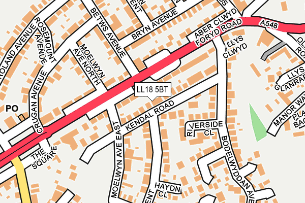 LL18 5BT map - OS OpenMap – Local (Ordnance Survey)