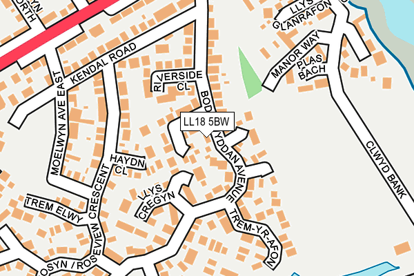 LL18 5BW map - OS OpenMap – Local (Ordnance Survey)