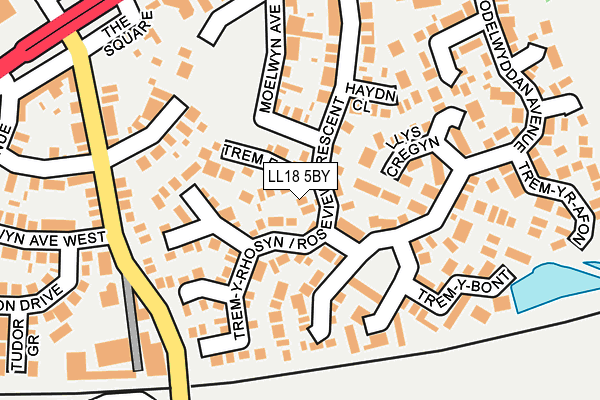 LL18 5BY map - OS OpenMap – Local (Ordnance Survey)