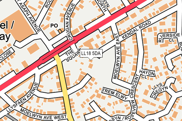 LL18 5DA map - OS OpenMap – Local (Ordnance Survey)