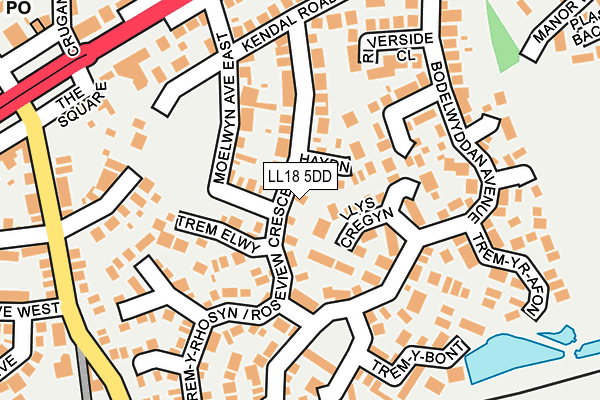 LL18 5DD map - OS OpenMap – Local (Ordnance Survey)