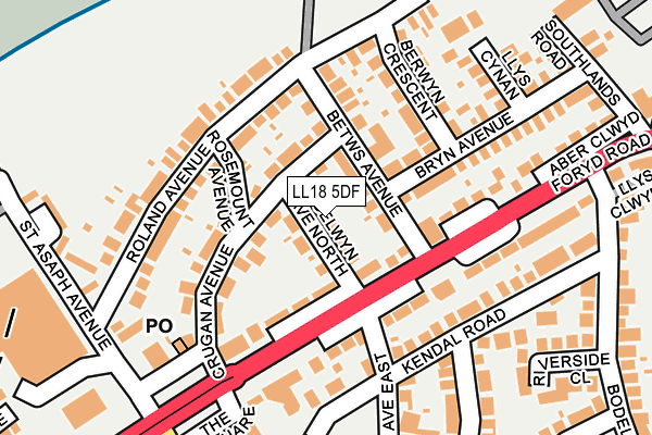 LL18 5DF map - OS OpenMap – Local (Ordnance Survey)