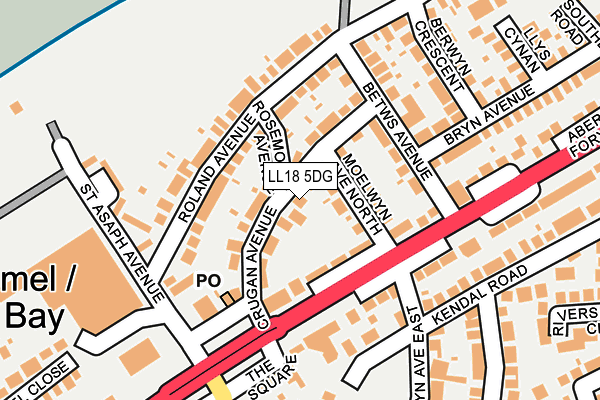 LL18 5DG map - OS OpenMap – Local (Ordnance Survey)