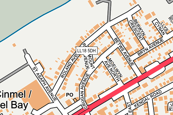 LL18 5DH map - OS OpenMap – Local (Ordnance Survey)
