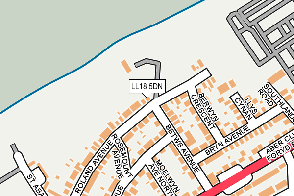 LL18 5DN map - OS OpenMap – Local (Ordnance Survey)