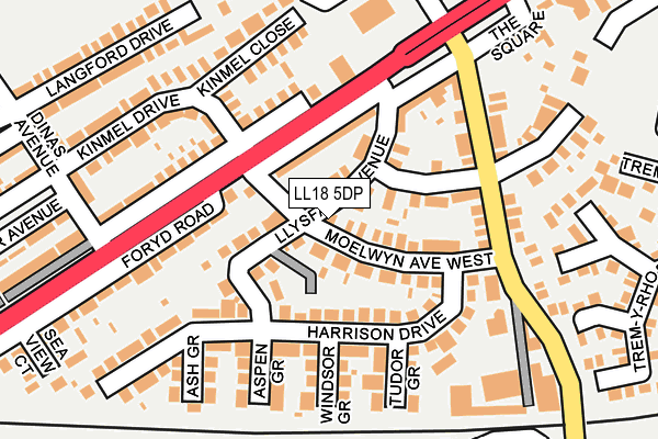 LL18 5DP map - OS OpenMap – Local (Ordnance Survey)