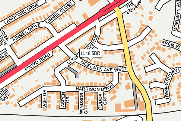 LL18 5DR map - OS OpenMap – Local (Ordnance Survey)