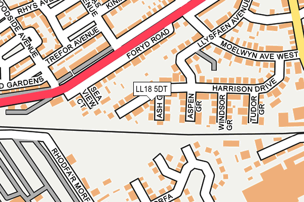 LL18 5DT map - OS OpenMap – Local (Ordnance Survey)
