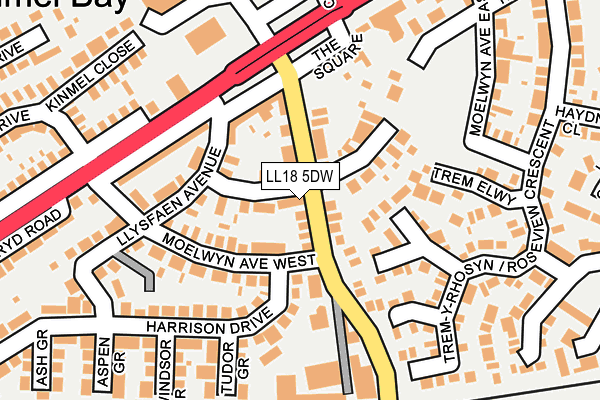 LL18 5DW map - OS OpenMap – Local (Ordnance Survey)