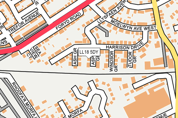 LL18 5DY map - OS OpenMap – Local (Ordnance Survey)