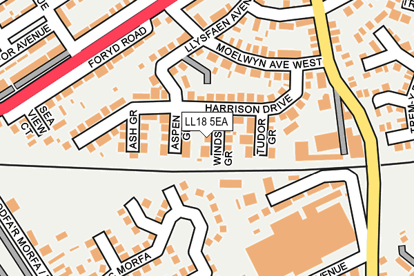 LL18 5EA map - OS OpenMap – Local (Ordnance Survey)