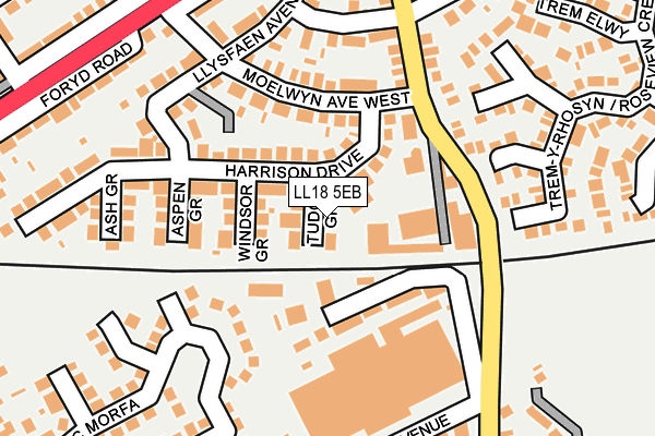 LL18 5EB map - OS OpenMap – Local (Ordnance Survey)