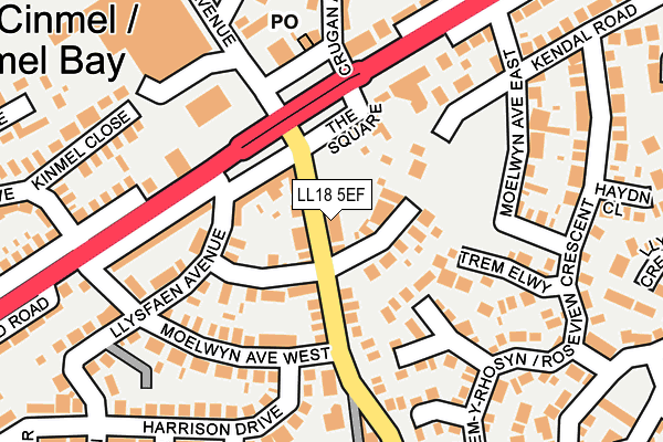 LL18 5EF map - OS OpenMap – Local (Ordnance Survey)