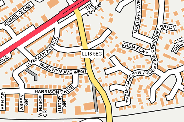 LL18 5EG map - OS OpenMap – Local (Ordnance Survey)