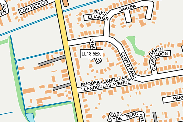 LL18 5EX map - OS OpenMap – Local (Ordnance Survey)