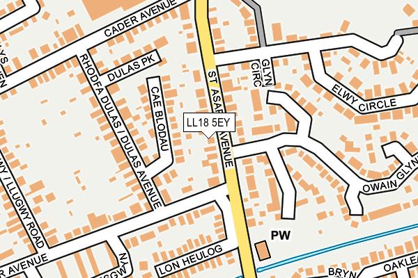 LL18 5EY map - OS OpenMap – Local (Ordnance Survey)