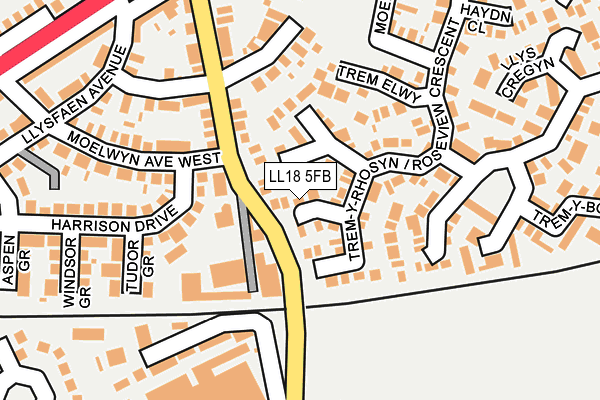 LL18 5FB map - OS OpenMap – Local (Ordnance Survey)