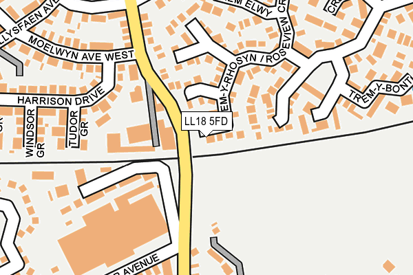 LL18 5FD map - OS OpenMap – Local (Ordnance Survey)