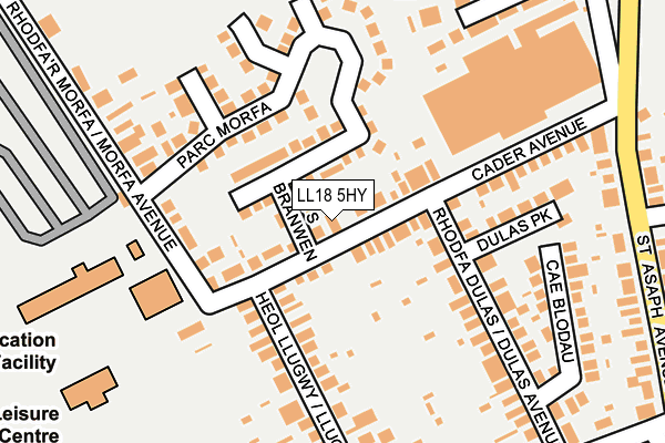 LL18 5HY map - OS OpenMap – Local (Ordnance Survey)