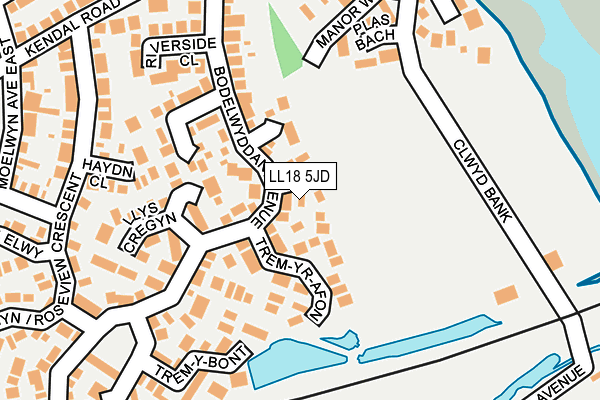 LL18 5JD map - OS OpenMap – Local (Ordnance Survey)