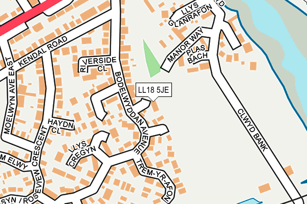 LL18 5JE map - OS OpenMap – Local (Ordnance Survey)