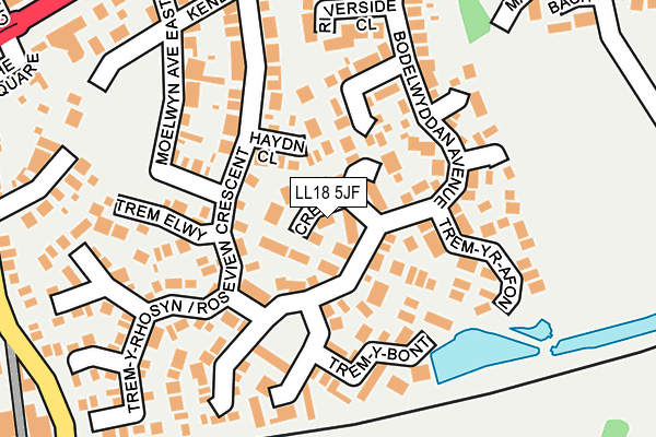 LL18 5JF map - OS OpenMap – Local (Ordnance Survey)