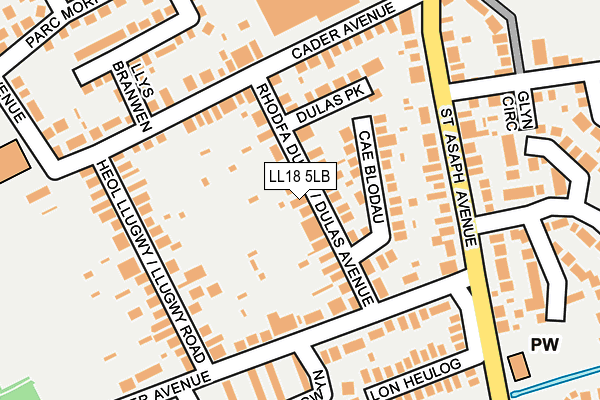 LL18 5LB map - OS OpenMap – Local (Ordnance Survey)