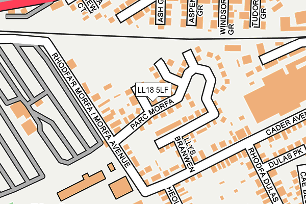 LL18 5LF map - OS OpenMap – Local (Ordnance Survey)