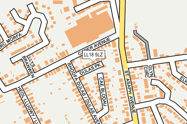 LL18 5LZ map - OS OpenMap – Local (Ordnance Survey)