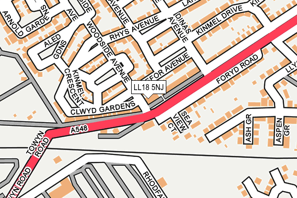 LL18 5NJ map - OS OpenMap – Local (Ordnance Survey)