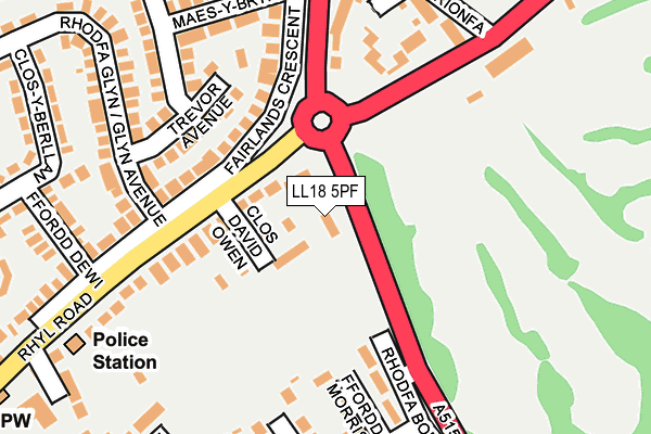 LL18 5PF map - OS OpenMap – Local (Ordnance Survey)