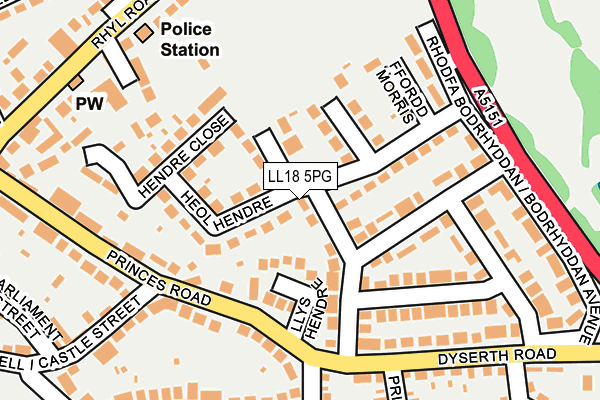 LL18 5PG map - OS OpenMap – Local (Ordnance Survey)