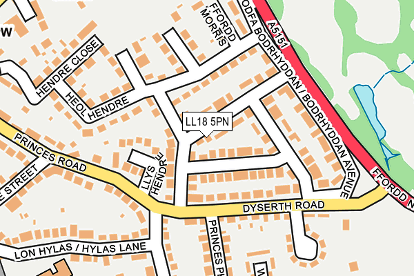 LL18 5PN map - OS OpenMap – Local (Ordnance Survey)