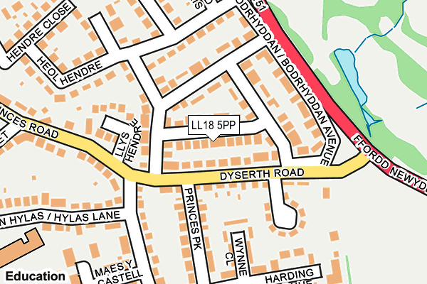 LL18 5PP map - OS OpenMap – Local (Ordnance Survey)