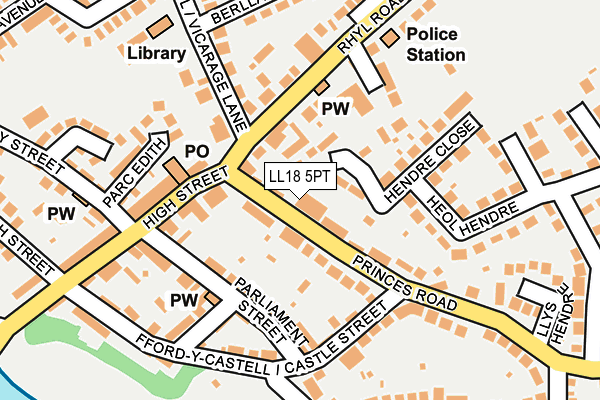 LL18 5PT map - OS OpenMap – Local (Ordnance Survey)