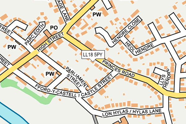 LL18 5PY map - OS OpenMap – Local (Ordnance Survey)
